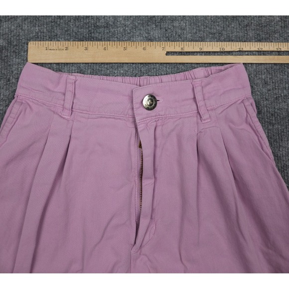 Big Bud Press Pants XS Pink Trouser Pleated High Rise Wide Leg Short - Picture 7 of 11